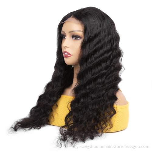4X4 Lace Front Closure Wig Deep Wave Peruvian Human Hair For Black Women Lace Closure Human Hair Wigs In Stock Fast Shipping
